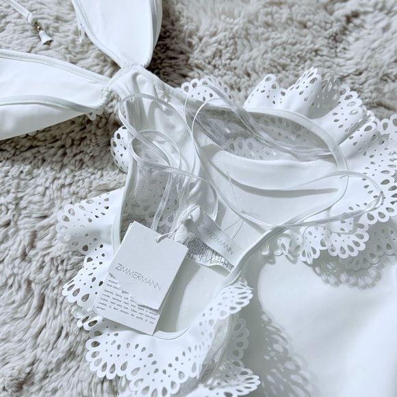 Zimmermann KIRRA LASER CUT FRILL Swim & Resort 1PC Raffle trim swimsuit sz 2-4 - Picture 14 of 17